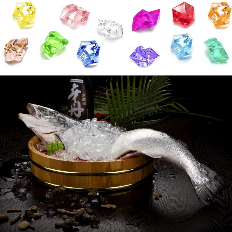 150 PCS Fake Diamonds Plastic Ice Cubes Acrylic Clear Ice Rock Diamond Crystals Fake Ice Cubes Gems