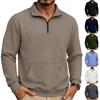 Men's Quarter-Zip Sweatshirt with Pocket, Long Sleeve Pullover for Casual Wear
