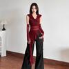 Vintage Gothic Hooded T Shirts Women Through Slim Y2K Tees Streetwear Harajuku with Sleeves Irregular
