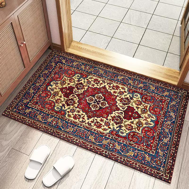 Retro Persian Style Dustproof and Water-Absorbent Door Mat for Entrance, Living Room, and Bathroom