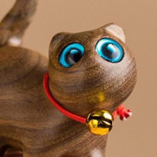 Mini Wooden Cat Figurine Handmade Carving Kitten Statue Sculpture Farmhouse Rustic Home Office Desktop Decoration Ornament