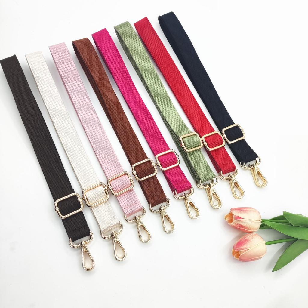 2.5cm Cotton Adjustable Crossbody Strap - Narrow Woven Solid Color Replacement for Women's Bags