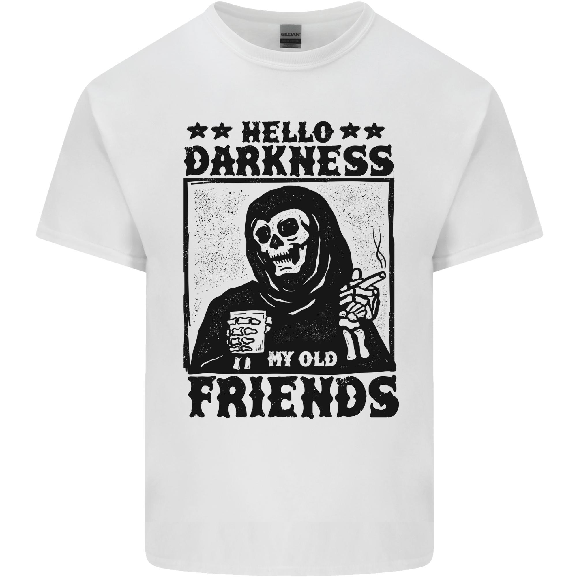 Hello Darkness My Old Friend Grim Reaper Skull Unisexs Light Cotton TShirt S