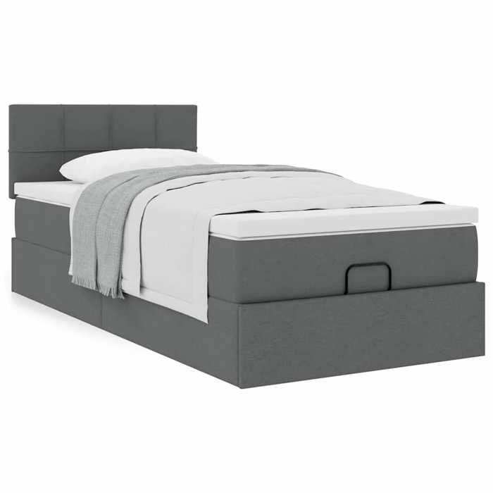 Maison Exclusive - Cadre de lit ottoman avec matelas gris foncé 80x200 cm tissu