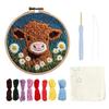 Punch Needle Embroidery Kit Cartoon Animal Picture Embroidery Yarn Punch Coaster Set Handmade DIY Crafts Home Decor Accessories