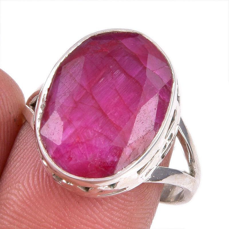 

Red Ruby(Simulated) Gemstone Handmade 925 Sterling Silver Jewelry Ring S.9 k1z78