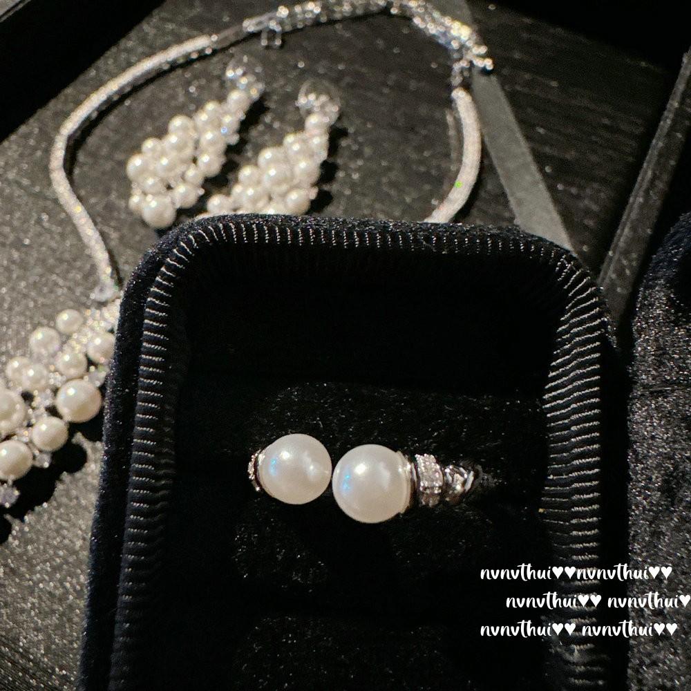 

Austrian Court Queen Pearl Gem Necklace Vintage Australian White Grape Zircon Bead Earrings Set
