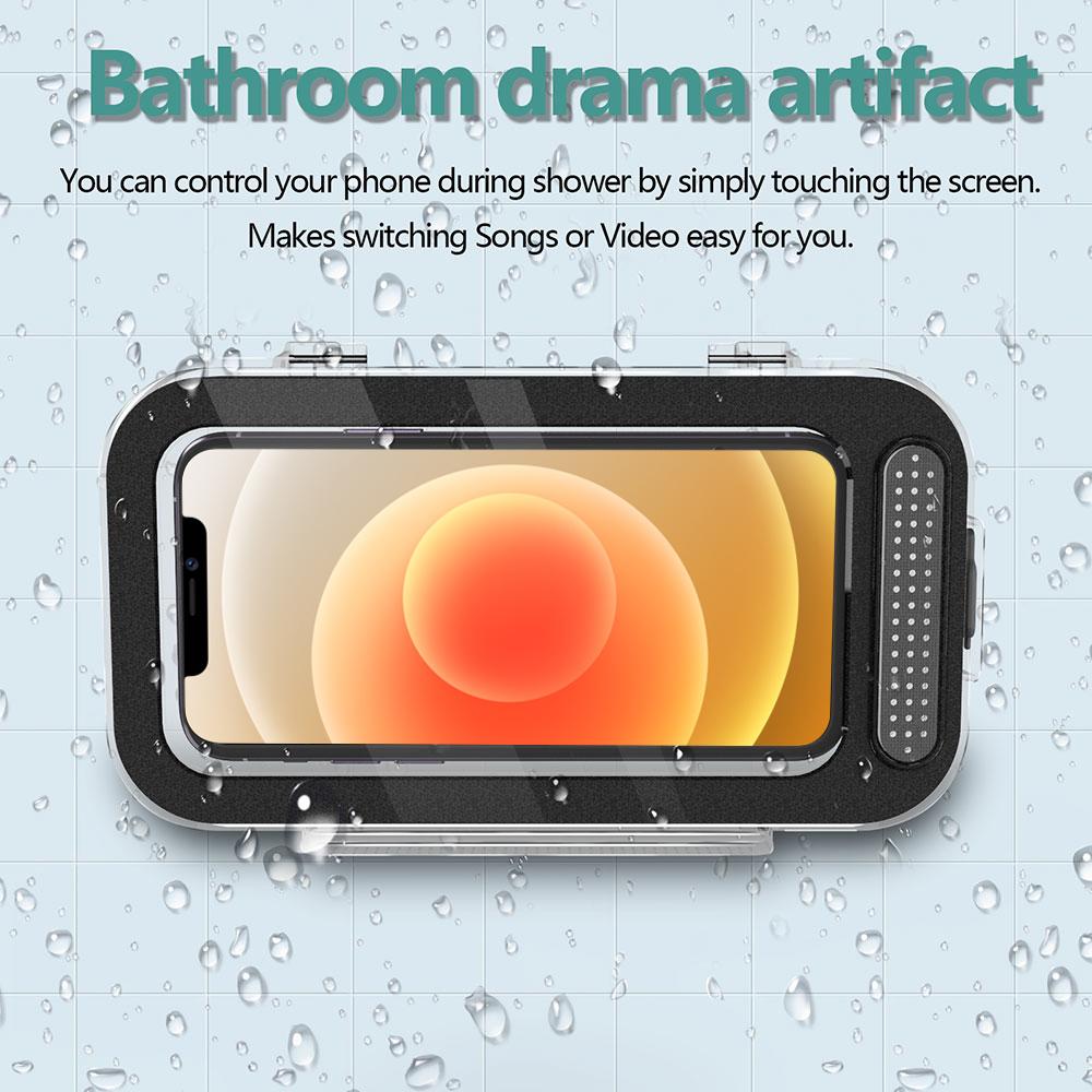 

Bathroom Kitchen Anti-Fog Waterproof Mobile Phone Holder Box Wall Mounted Shower Touch Screen Phone Storage Case Type A