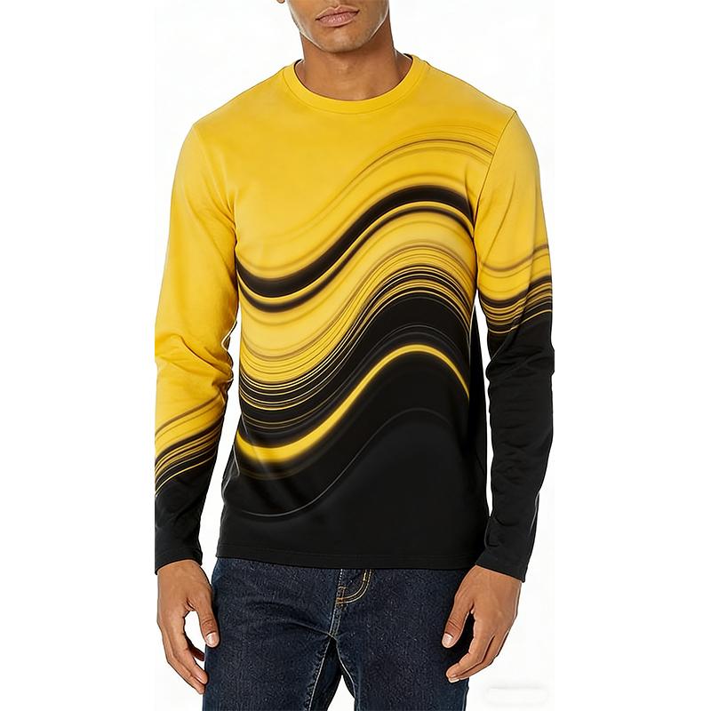 

Men s T-Shirt Round Neck Long Sleeve 3D Digital Printing Comfortable Spring and Summer Pattern Fashionable Clothing Casual 3XL жовтий