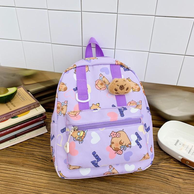 Children'S Backpack Kindergarten Elementary School Bag Three-Dimensional Plush Kapibara Doll Boys And Girls Backpack