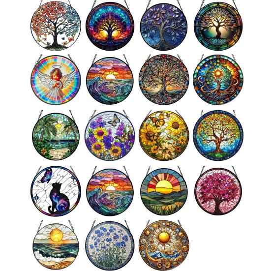 Gekleurd Glas Raam Hangdecoratie Rond Zonenvanger Paneel Huis Kantoor Woonkamer Tuin Binnenplaats Venster Hangend Ornament