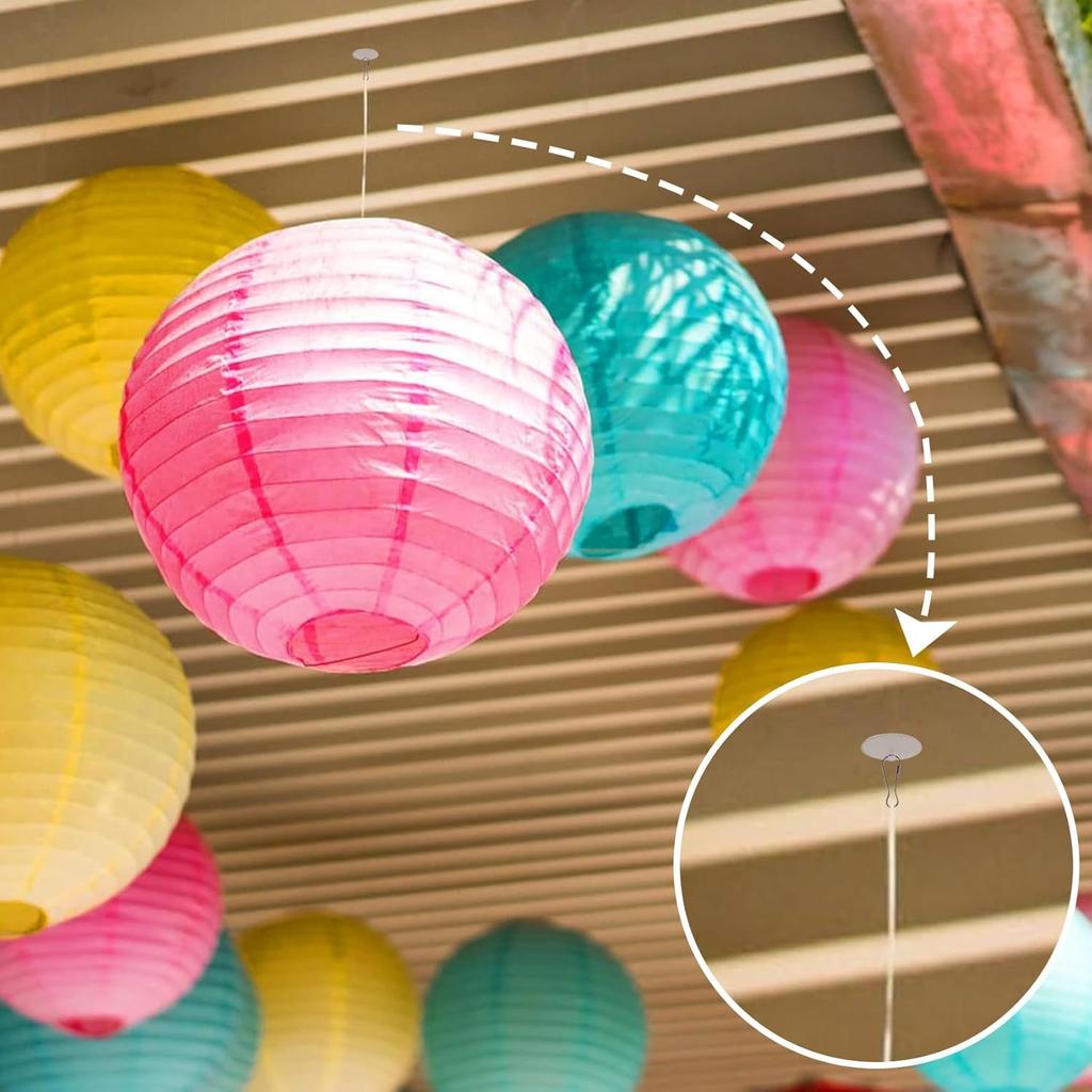 100 Pack Self-Adhesive Ceiling Hooks, No-Drill Ceiling Discs for Hanging, Removable Sticky Wall Hanger for Wedding, Birthday Wall Decoration - Clear