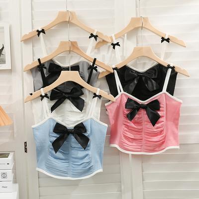 Net Red Novo Design Sense Niche Exterior Vestindo Laço Sexy Spice Little Halter Colete Top Feminino Verão