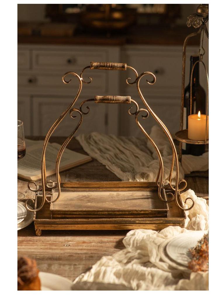 Retro Christmas Iron Art Tray Ornament for Desktop Styling and Decor