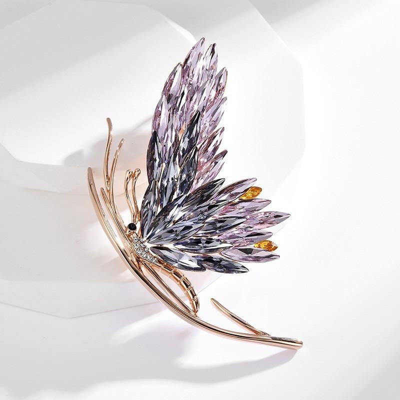 Autumn And Winter High-End French Gradual Change Butterfly Austrian Crystal Elegant Temperament Butterfly Brooch Corsage Accessories