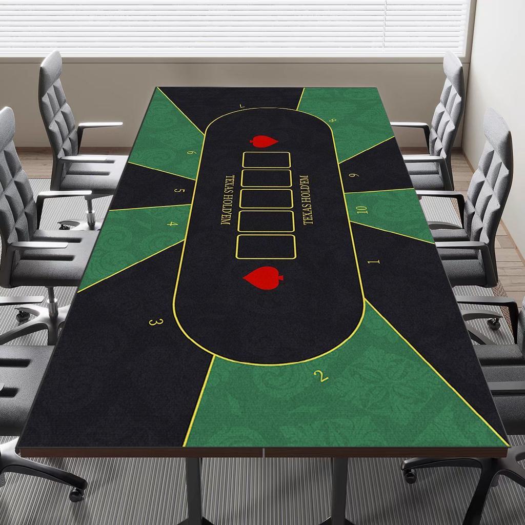 Professionelle rechteckige Texas Hold'em Poker Tischmatte | Hochwertige rutschfeste, geräuschlose Kartentischabdeckung für die Spielzimmerdekoration