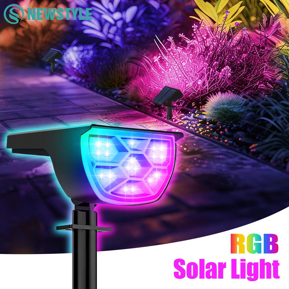 Solar Color Changing Spot Lights Outdoor Waterproof Colored RGB Solar Powered Landscape Lights For Yard Garden Lighting Decor