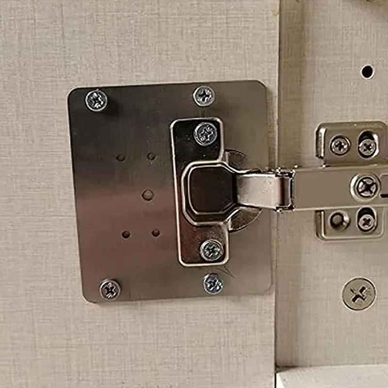 Stainless Steel Hinge Fixing Plate with Mounting Screw Fix The Hinge Side Plate Repair Piece for Furniture Kitchen Cabinet Door