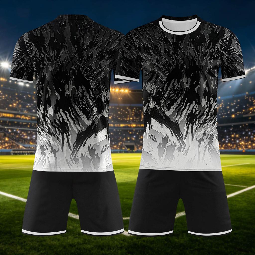 Customizable DIY Two Piece Sports Jersey Set with Short Sleeve Shirt and Shorts for Team or Individual Use