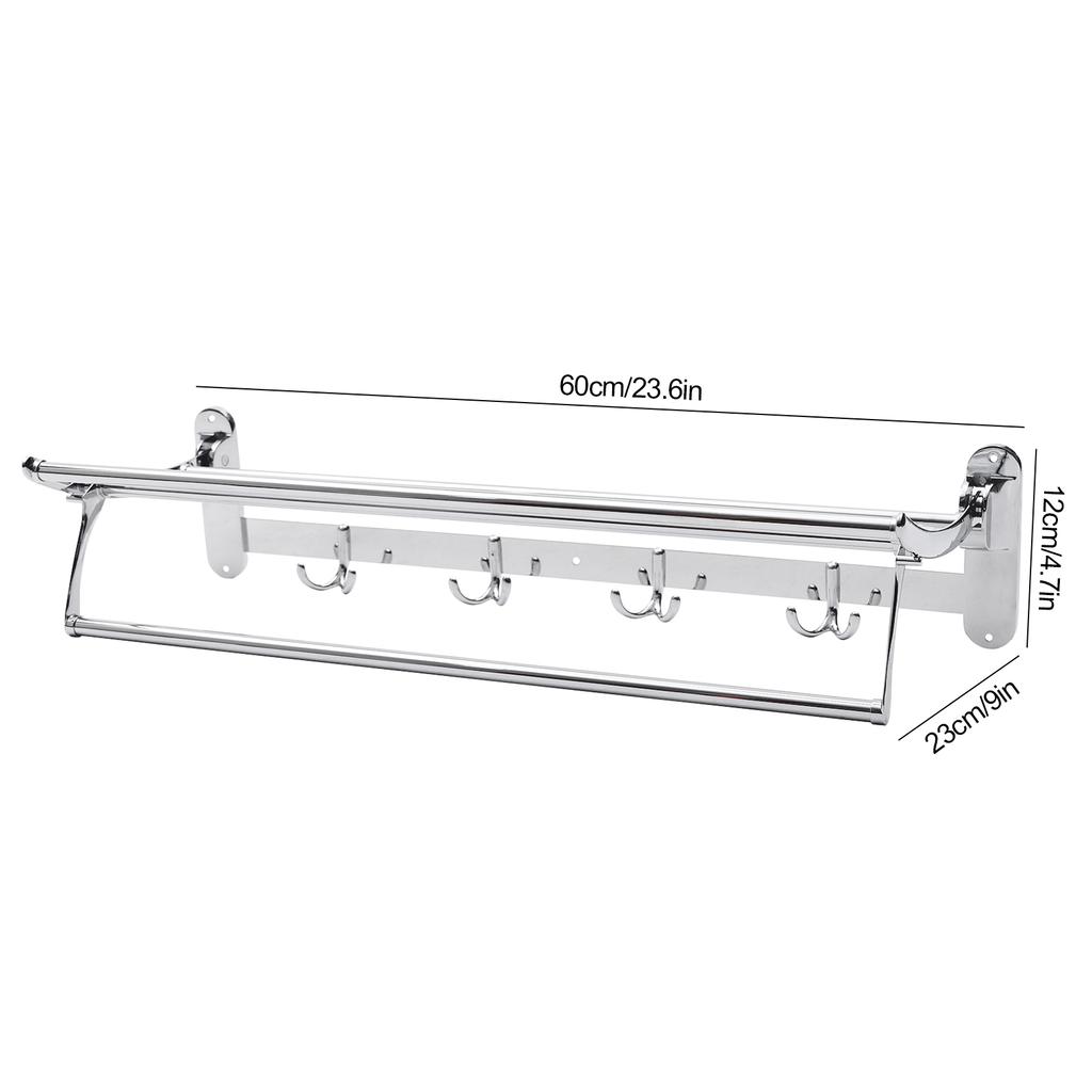 Stainless Steel Bathroom Towel Holder Storage Organizer Shelf Wall Mounted Towel Rack Home Hotel Wall Shelf for Kitchen Bathroom