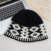 Niche designer retro plaid knitted hat children's autumn and winter new versatile warm ear protector wool hat