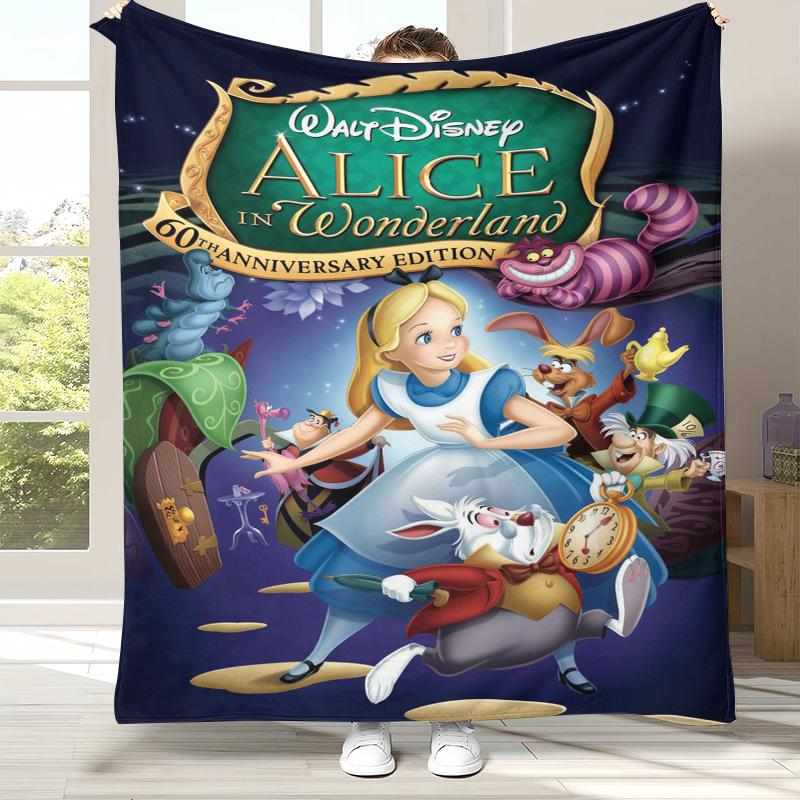 Alice im Wunderland Cartoon Cheshire Katze Flanelldecke, Ultraweiche Warme Plüschdecke für Zuhause Schlafzimmer Bett Sofa Abdeckung Kindergeschenk