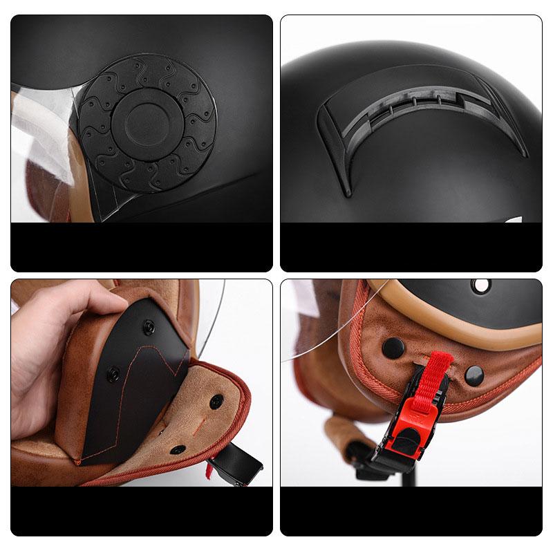 Motorcycle Retro Helmet High-definition Lens Breathable Scooter Electric-bike Helmet Cool Riding Equipment