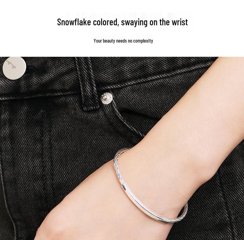 2025 New Style Women's 999 Sterling Silver Twisted Bead Bracelet - Thin, Versatile Gift for Girlfriend