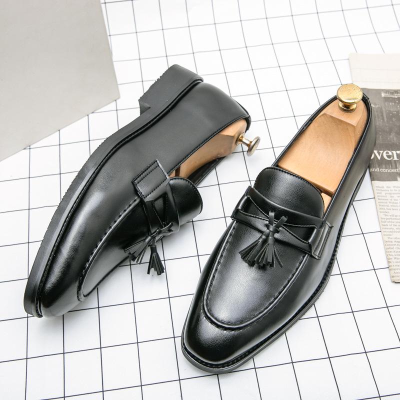 Leather shoes British outfits Lazy shoes Summer Brock Casual business breathable