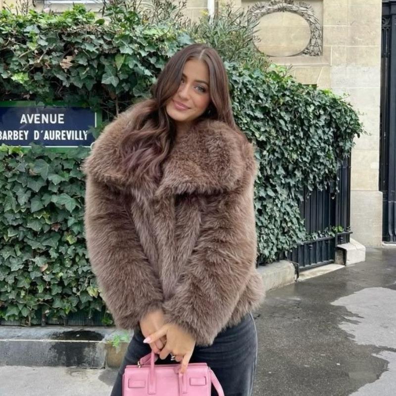 Wind Imitation Fur Jacket Women's Short Lapel Loose and Thin Toka Plush Warm Fur Coat