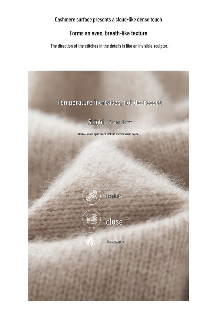 Loose-Fit Cashmere Sweater: Mid-Length, Short-Sleeve, Round Neck, Slim Fit, Autumn/Winter Knitwear
