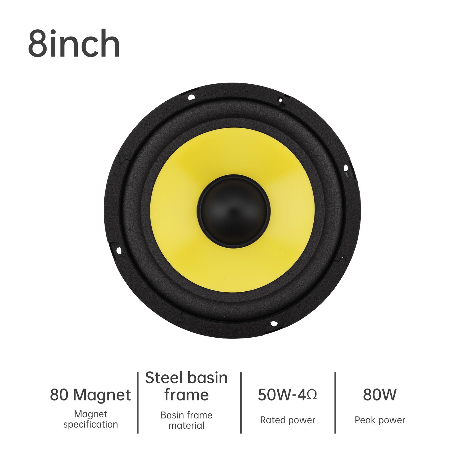 

1 шт. Низкочастотный динамик для автомобильной аудиосистемы / домашних кинотеатров, Широкая частотная характеристика Стереодинамик для автомобильной аудиосистемы 8 Inch