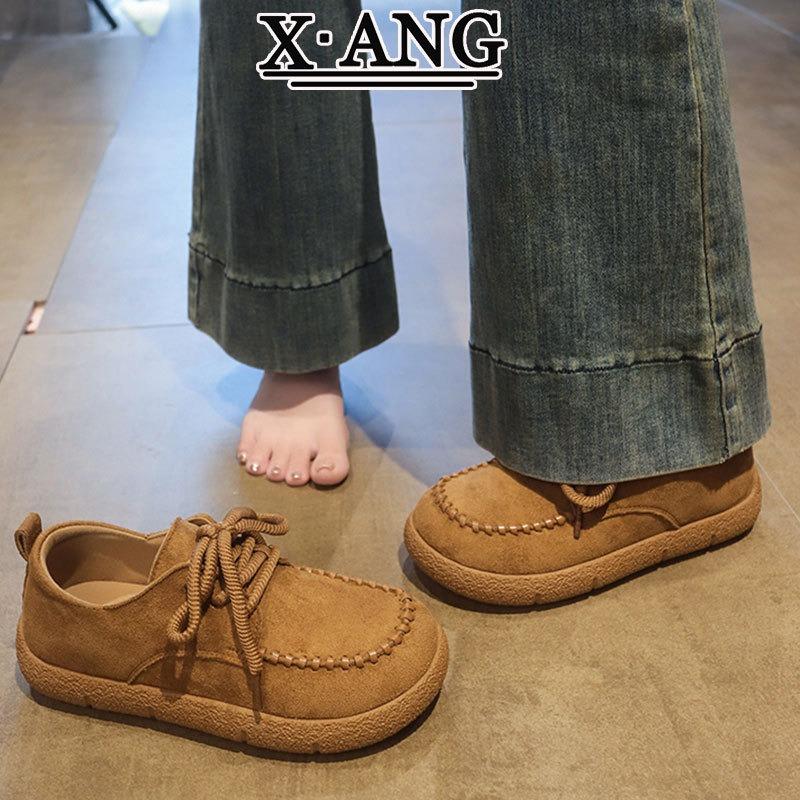 Cowhide version ultra-soft sole all-inclusive new autumn shoes women's casual lace-up single shoes women