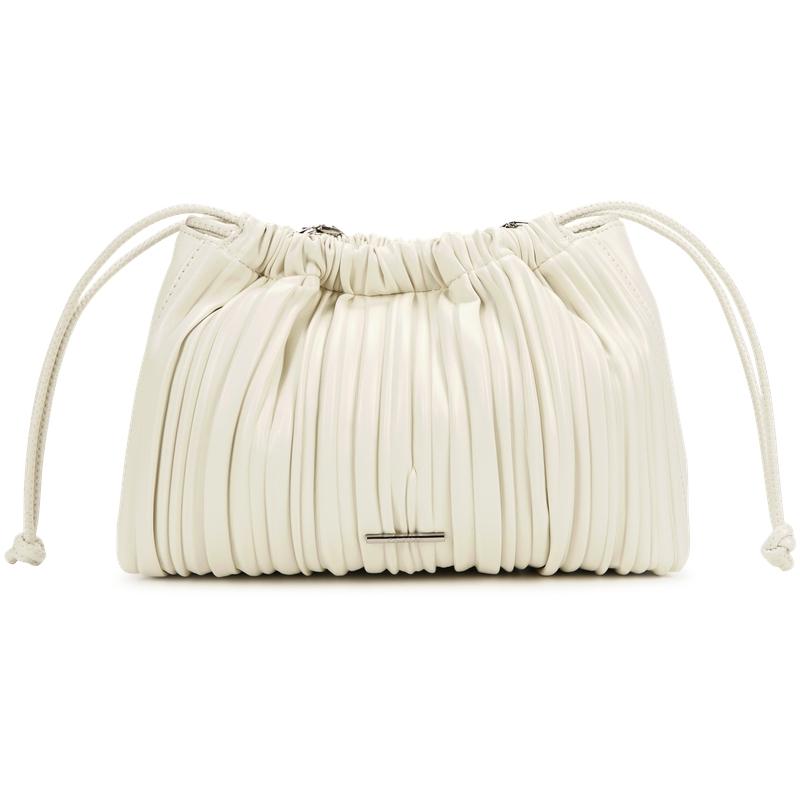 

Calvin Klein Niche Intellectual Pleated Design Drawstring Synthetic Material Cloud Bag Shoulder Handheld Crossbody Bag Medium Women Bags 4F3076G-FUP Basic Set (Bag)