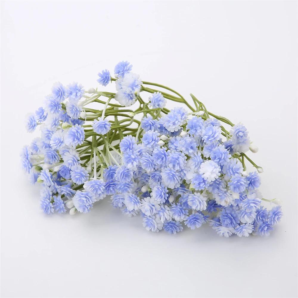 10PCS Plastic Artificial Baby's Breath Clusters Flowers Head Gypsophila Flowers DIY Wedding Bride Flower Crown Hair Accessories