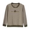 Women's Spring and Autumn T-shirts Loose Long-sleeved Bottoming Shirts 2 New Large Size Striped Round Neck Tops Trend