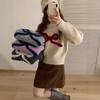 Winter new women's clothing high-end bow sweater women's loose and lazy round neck long-sleeved knitted sweater top coat