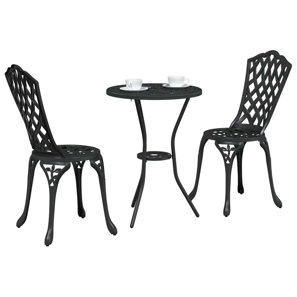 Garden Bistro Set 3 pcs Black Aluminum