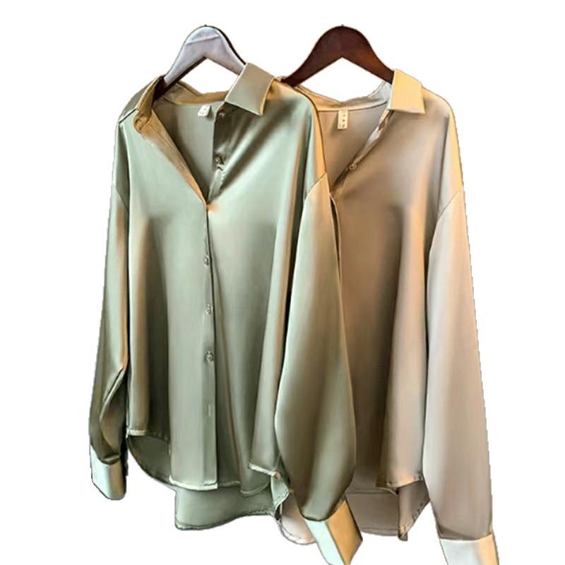 Women's Designer Long Sleeve Silk Shirt - Versatile & Stylish for Spring/Autumn 2026