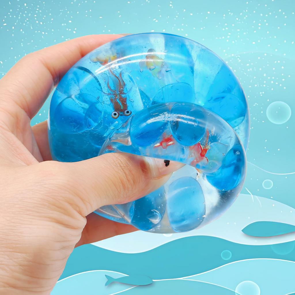 Squishy Sea Animals Fidget Toy Stress Relief Ball Decompression Blue Ice Cube Needoh Sensory Squeeze Balls Anxiety Toys For Kids