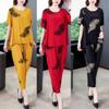 Suit Women's Summer Trendy Short-sleeved Plus Size Women's Casual Harem Pants Slimming Two-piece Set