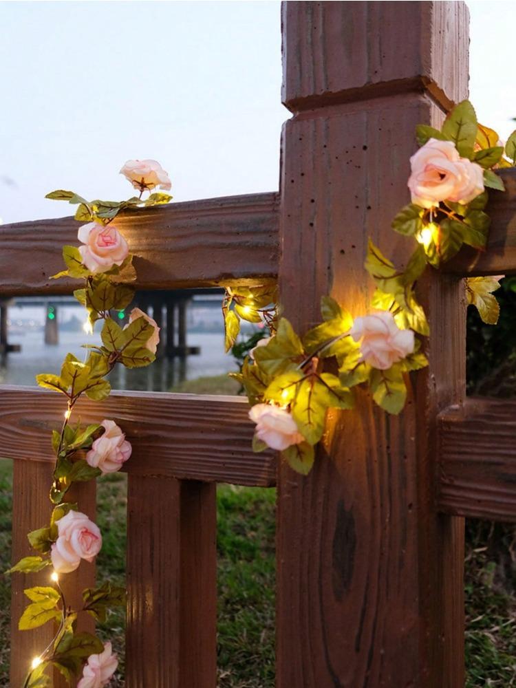 Waterproof 2m 20LED Sunflower Roses String Lights Outdoor Artificial Flower Fairy String Lights Sunflower Roses Garland with Lights for Garden