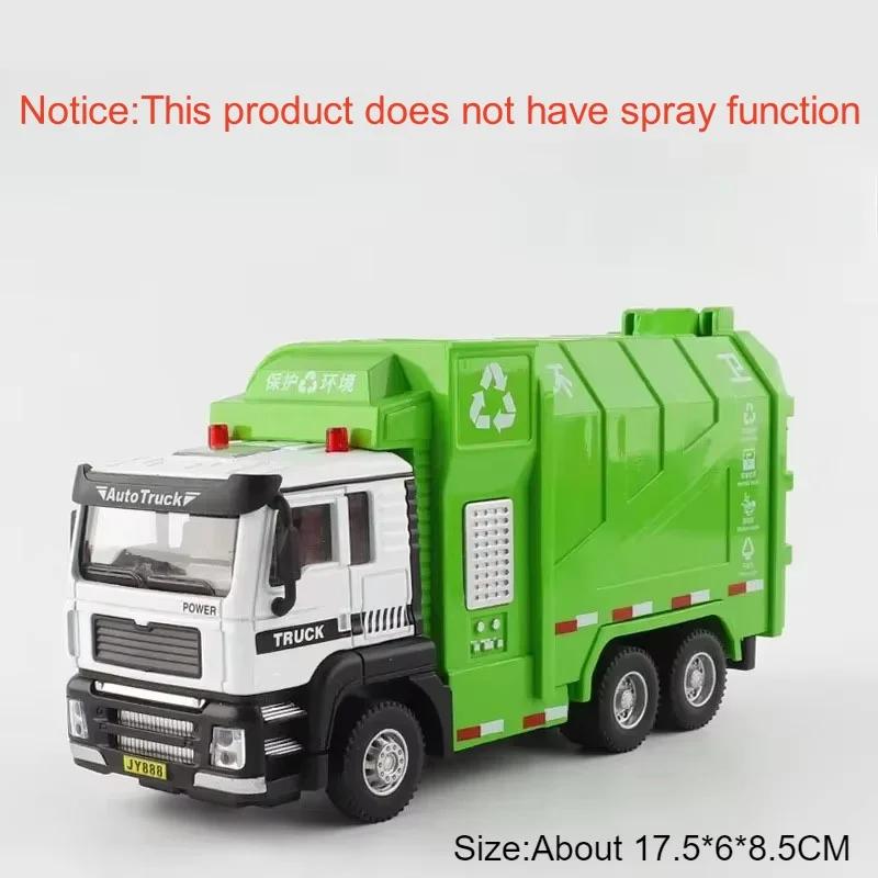 

1:50 Dust Suppression Sanitation Garbage Truck Model Toy Car Pull Back Light Sound Engineering Vehicle Models Kids Gifts