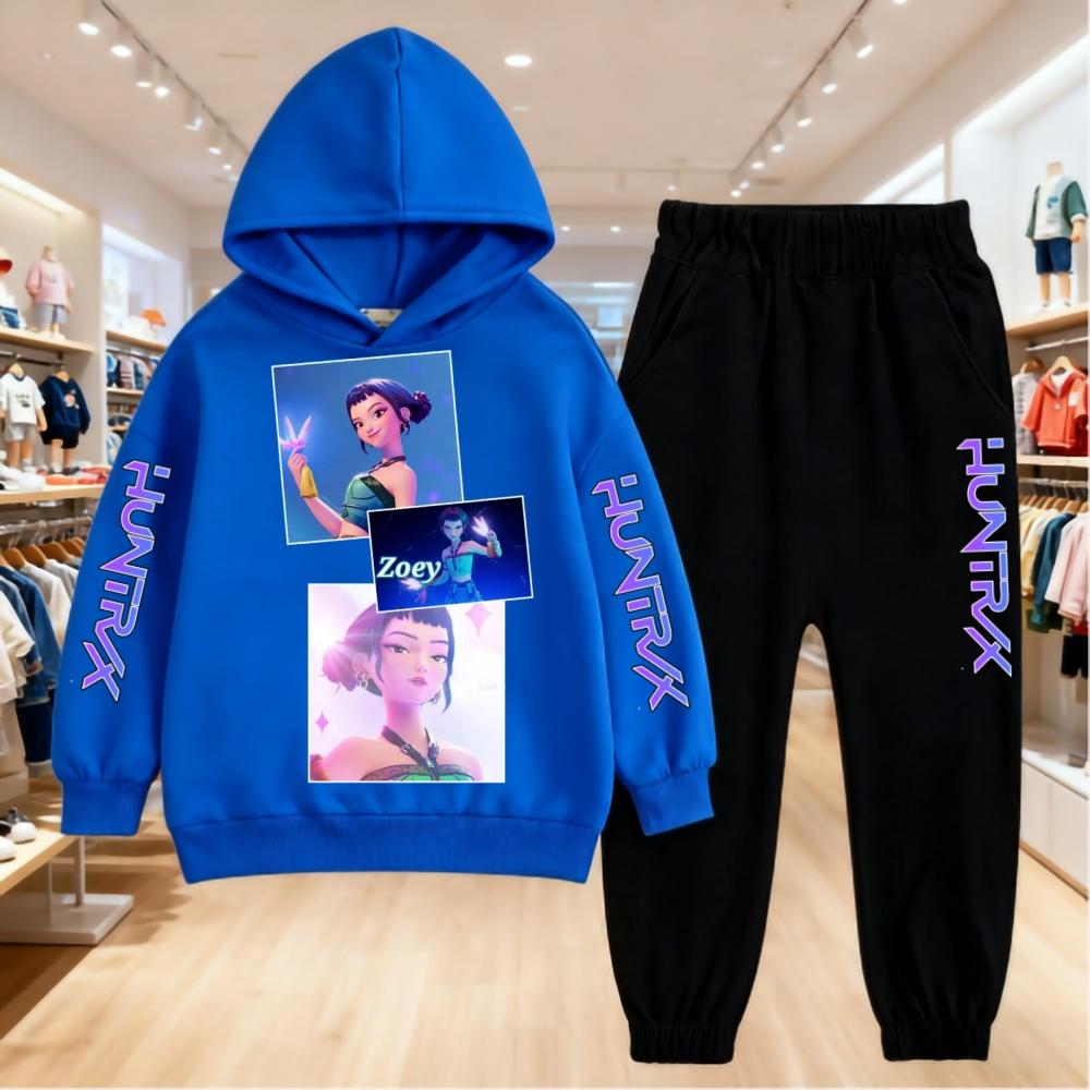 

Girls KPop Demon Hunters Printed Hooded Sweatshirt Set Children s Fall and Winter Boy Comfortable Soft Long Sleeve Two Piece Set 100