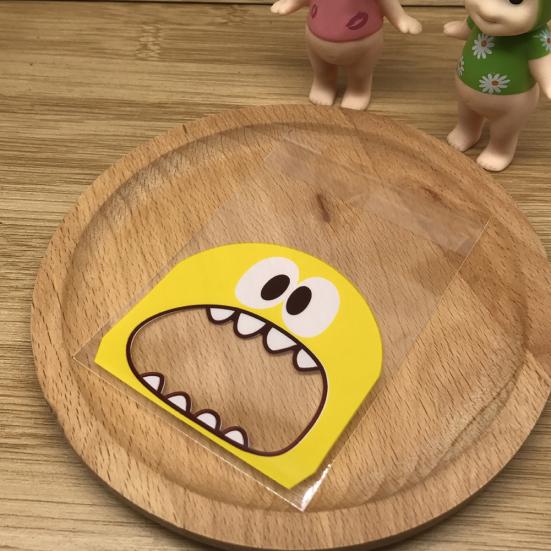 100 stk. Tegneserie Monster Print Kiks Slik Kiks Poser Selvklæbende Gavepose