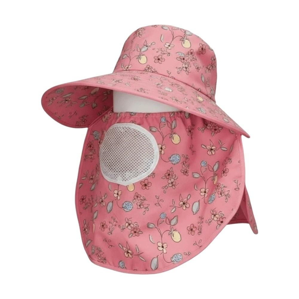 Floral Picking Tea Hat With Mask Neck Protection Hat Soft Sunshade Shawl Cap  for Gift