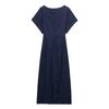 TAOP&ZA Spring Women's Elegant Ruched Short Sleeve Denim Dress