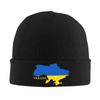 Ukraine Flag Map Knitted Hat Street Caps FeUnisex Unisex Kpop Beanie Hats Autumn Winter Printed Elastic Bonnet Hats