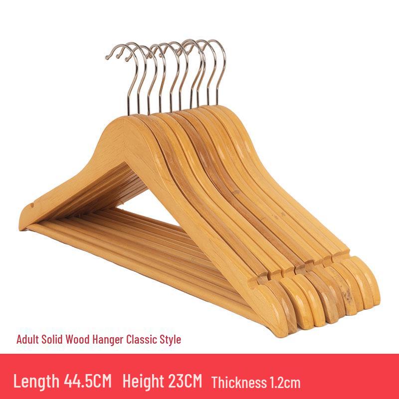Five-Star Hotel Solid Wood Wide-Shoulder Non-Slip Hangers with Anti-Slip Clips