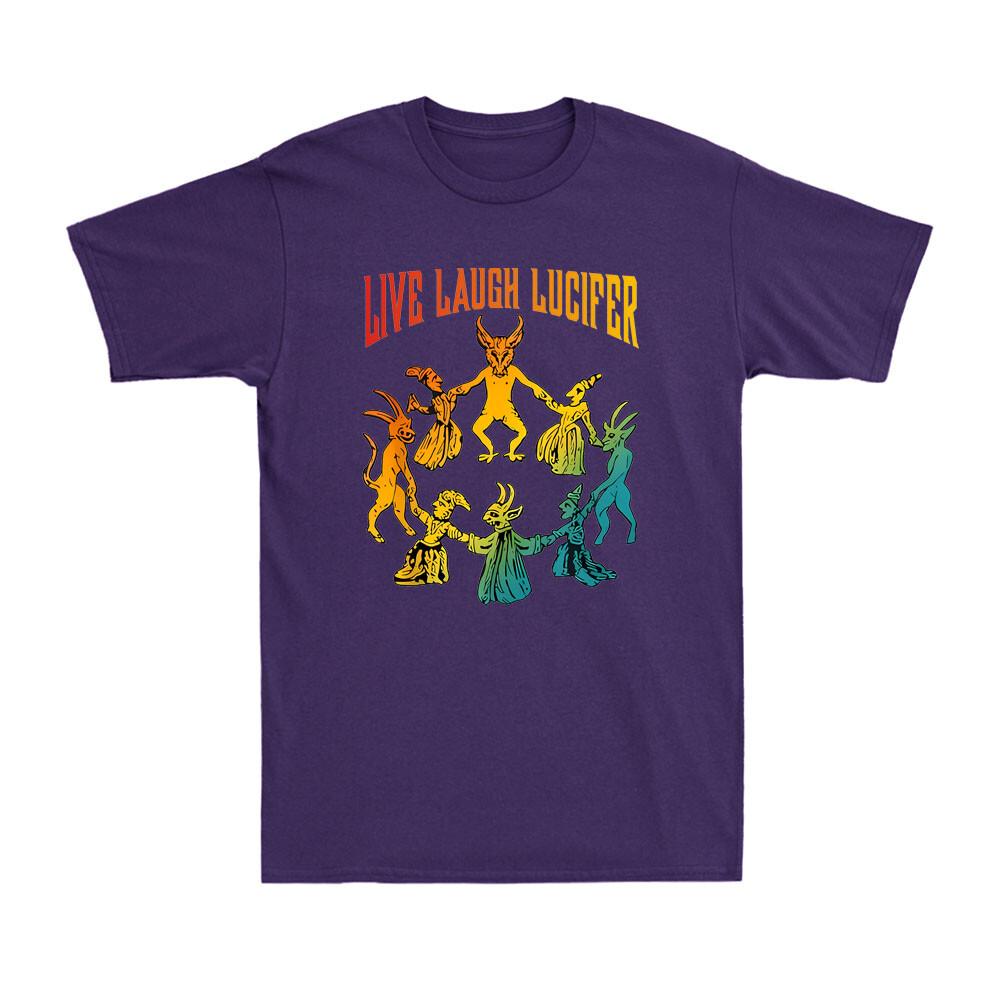 Live Laugh Lucifer Horror Satan Satanic Demon Devil Vintage Retro Unisexs Tshirt